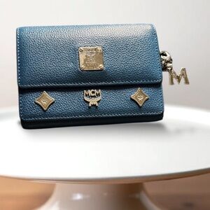 MCM Leather tri fold Wallet with Silver Details